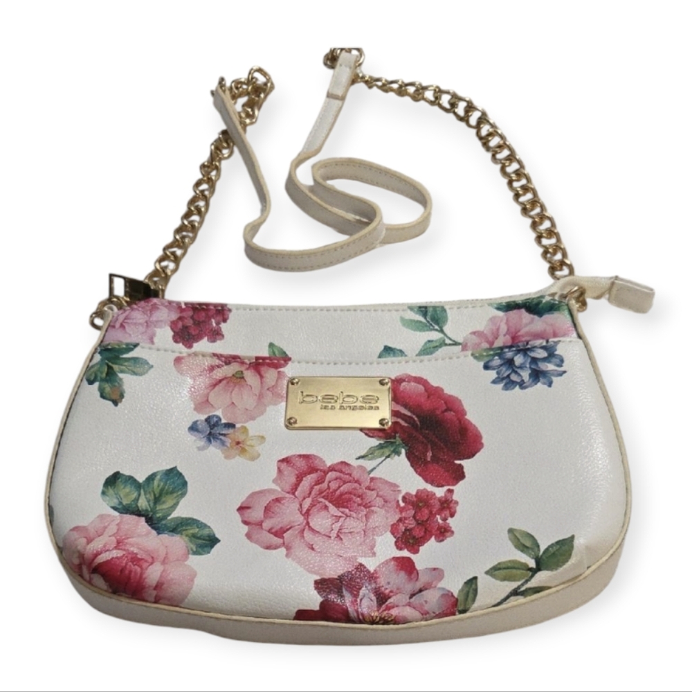 bebe‎ Floral Bag with Gold Chain